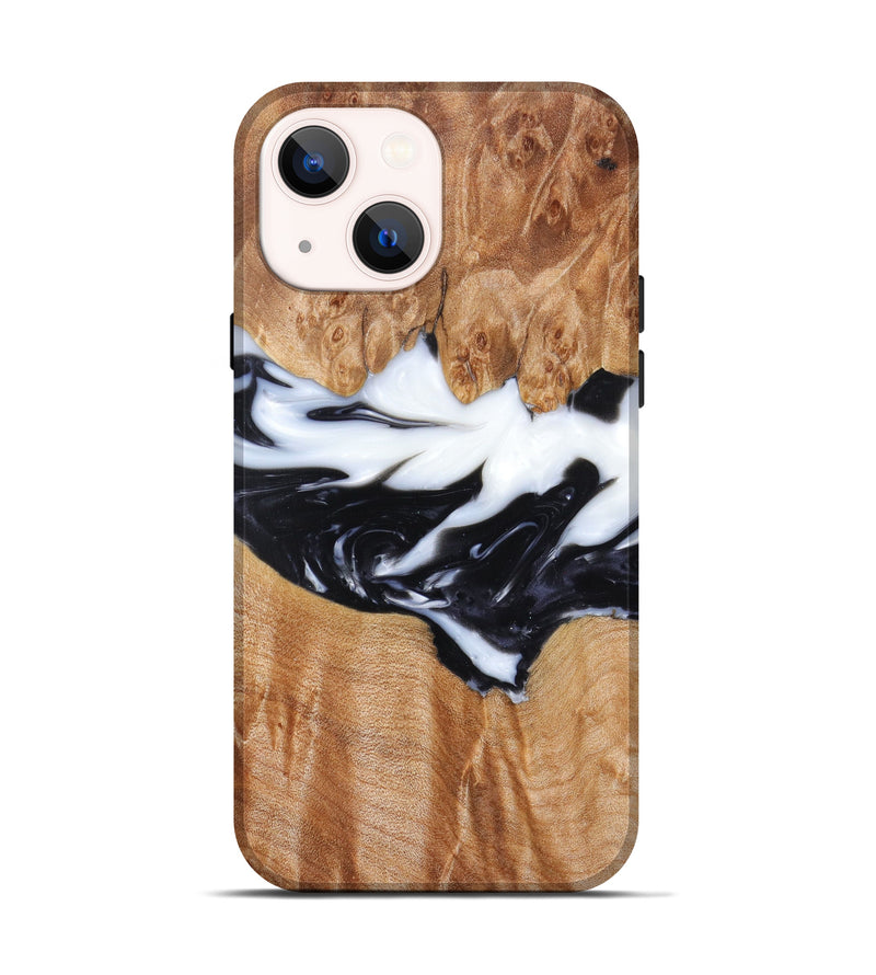 iPhone 13 Wood+Resin Live Edge Phone Case - Emery (Black & White, 629004)