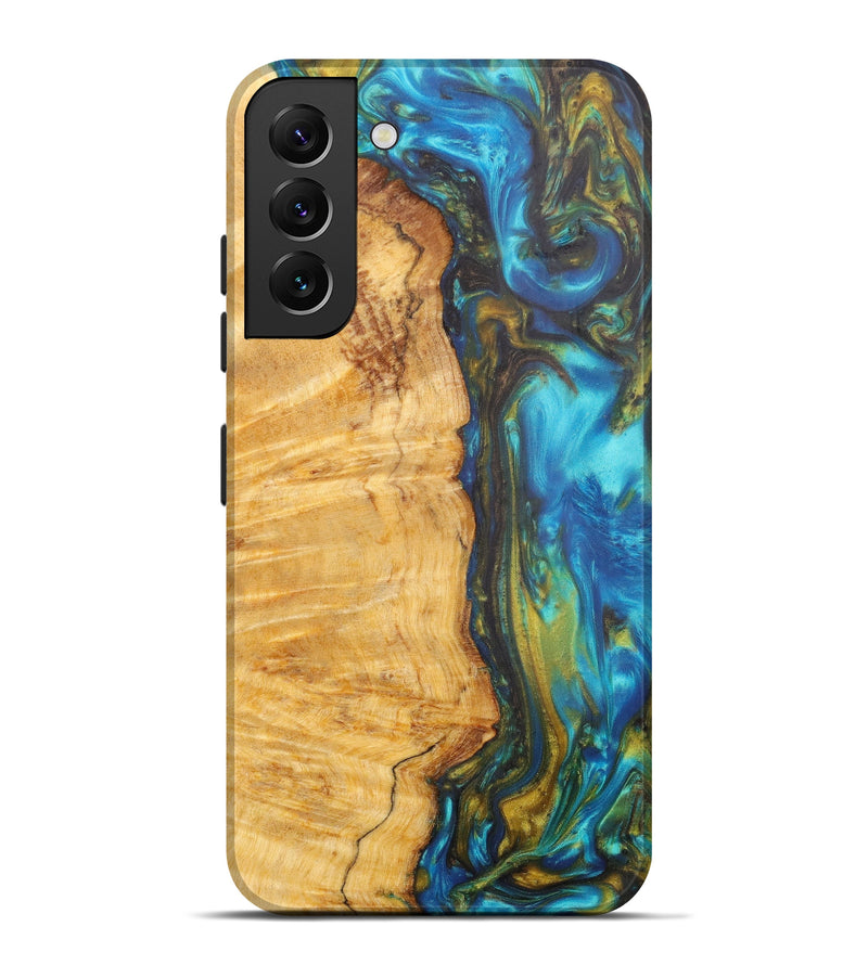 Galaxy S22 Plus Wood+Resin Live Edge Phone Case - Tsugio (Teal & Gold, 604296)