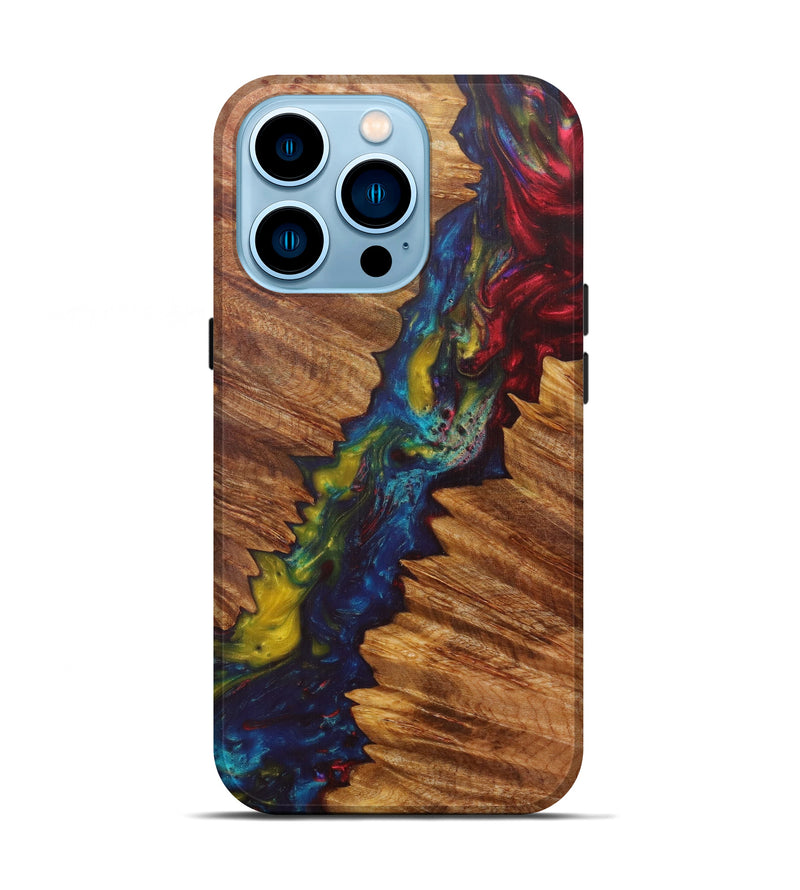 iPhone 14 Pro Wood+Resin Live Edge Phone Case - Lula (Light Blue, 598608)