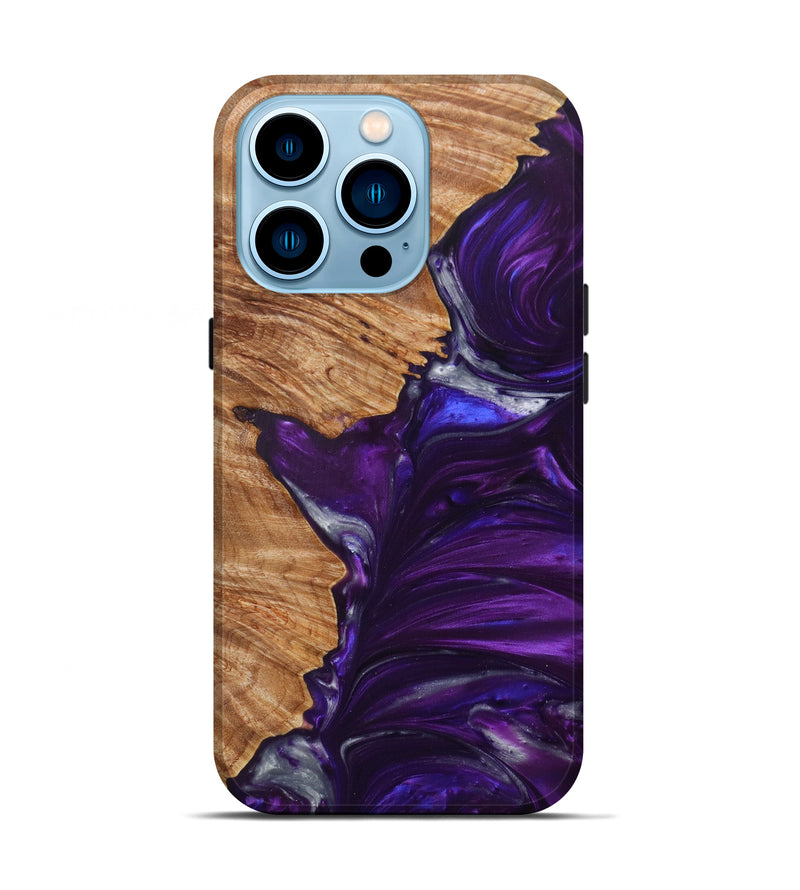iPhone 14 Pro Wood+Resin Live Edge Phone Case - Wells (Purple, 626009)