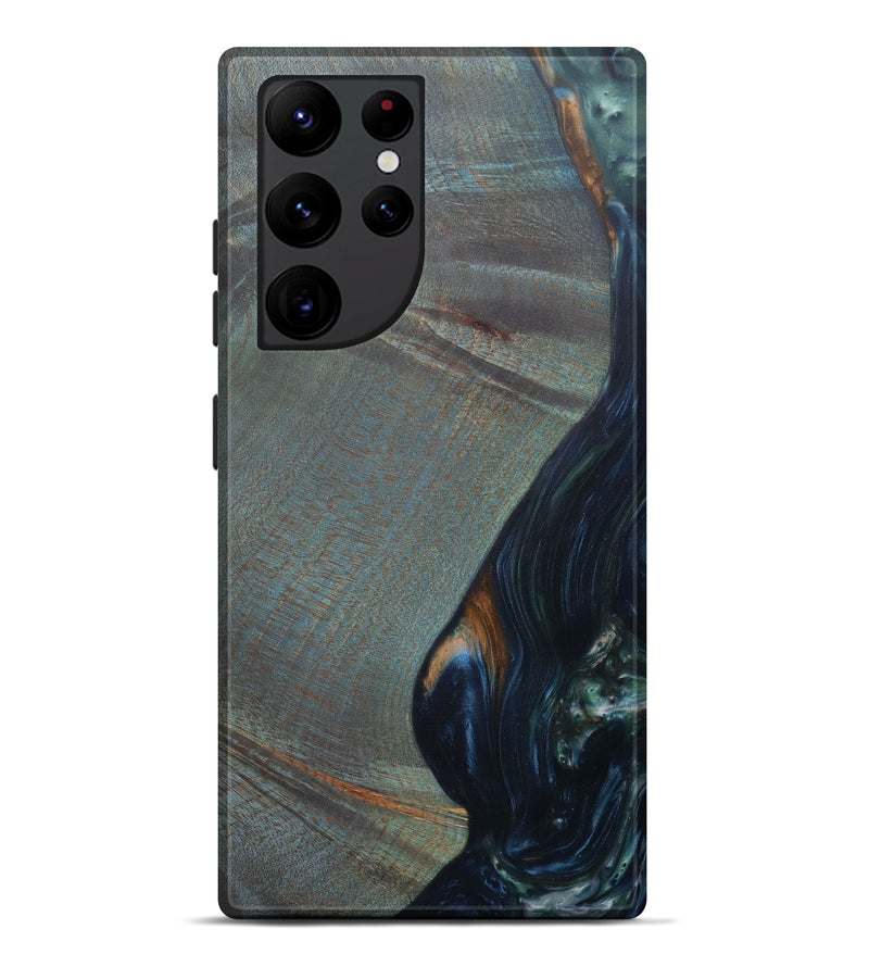 Galaxy S22 Ultra Wood+Resin Live Edge Phone Case - Stevena (Dark Blue, 576751)