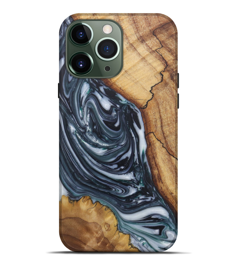 iPhone 13 Pro Max Wood+Resin Live Edge Phone Case - Vladimir (Black & White, 577478)