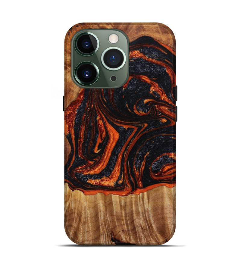 iPhone 13 Pro Wood+Resin Live Edge Phone Case - Dennis (Red, 643774)