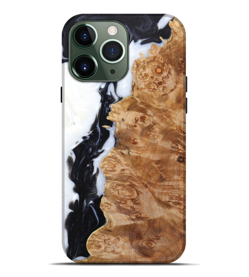 iPhone 13 Pro Max Wood+Resin Live Edge Phone Case - Wilbert (Black & White, 629782)