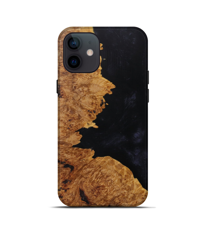 iPhone 12 mini Wood+Resin Live Edge Phone Case - Dalton (Pure Black, 613922)