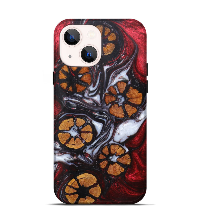 iPhone 13 Wood+Resin Live Edge Phone Case - Kiera (Dark Red, 615853)
