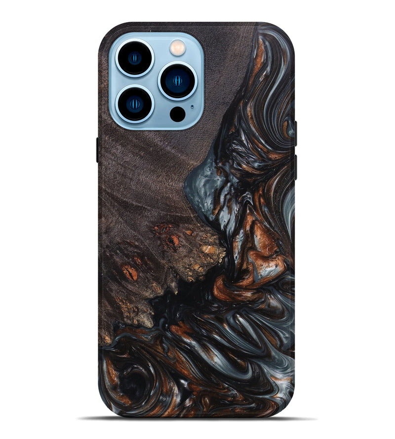 iPhone 14 Pro Max Wood+Resin Live Edge Phone Case - Ty (Metallic, 623534)
