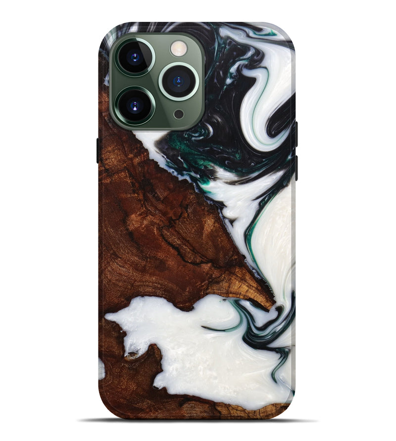 iPhone 13 Pro Max Wood+Resin Live Edge Phone Case - Kerri (Black & White, 644689)