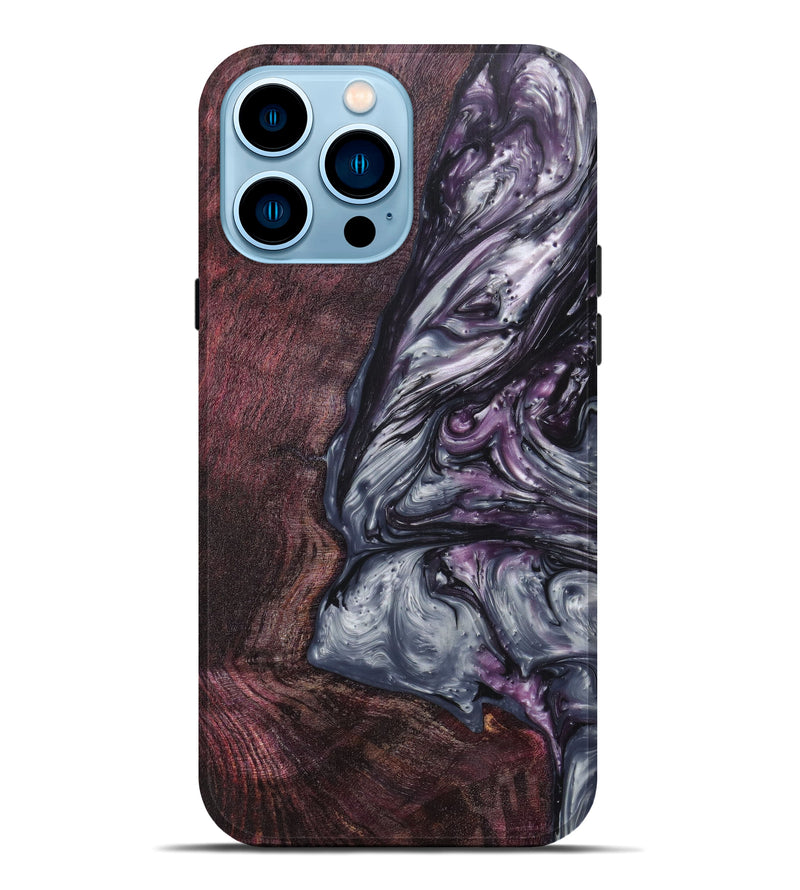 iPhone 14 Pro Max Wood+Resin Live Edge Phone Case - Tanesha (Purple, 616840)