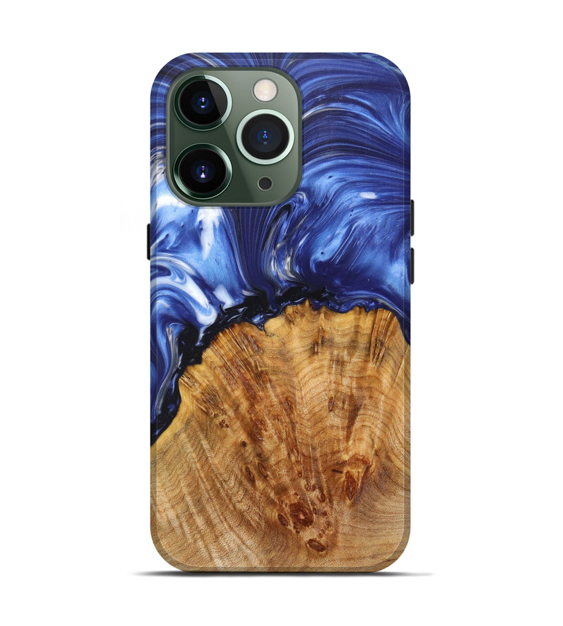 iPhone 13 Pro Wood+Resin Live Edge Phone Case - Royalty (Blue, 627684)
