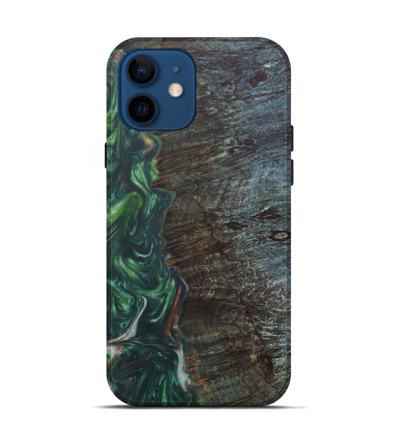 iPhone 12 Wood+Resin Live Edge Phone Case - Caralie (Dark Green, 602468)