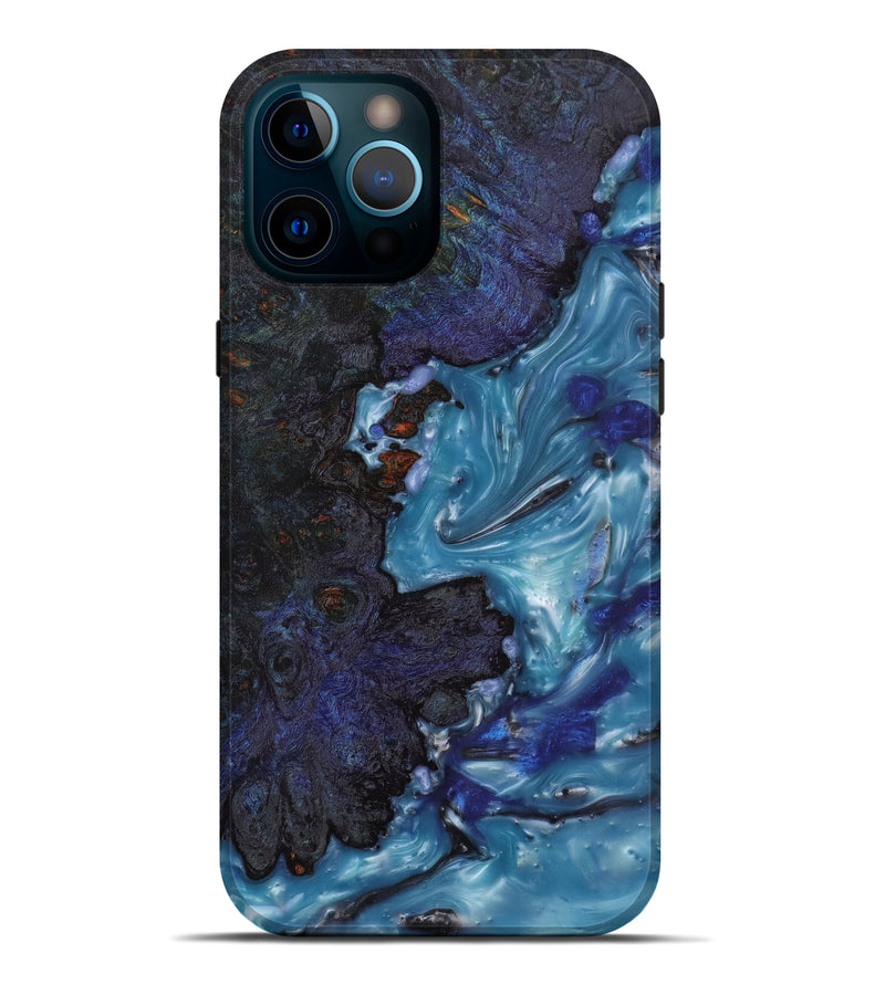 iPhone 12 Pro Max Wood+Resin Live Edge Phone Case - Sekani (Light Blue, 610591)