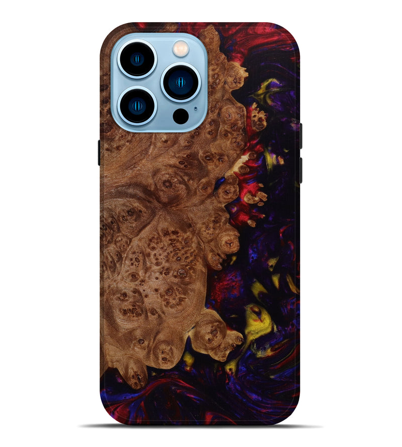 iPhone 14 Pro Max Wood+Resin Live Edge Phone Case - Miriam (Red, 642877)
