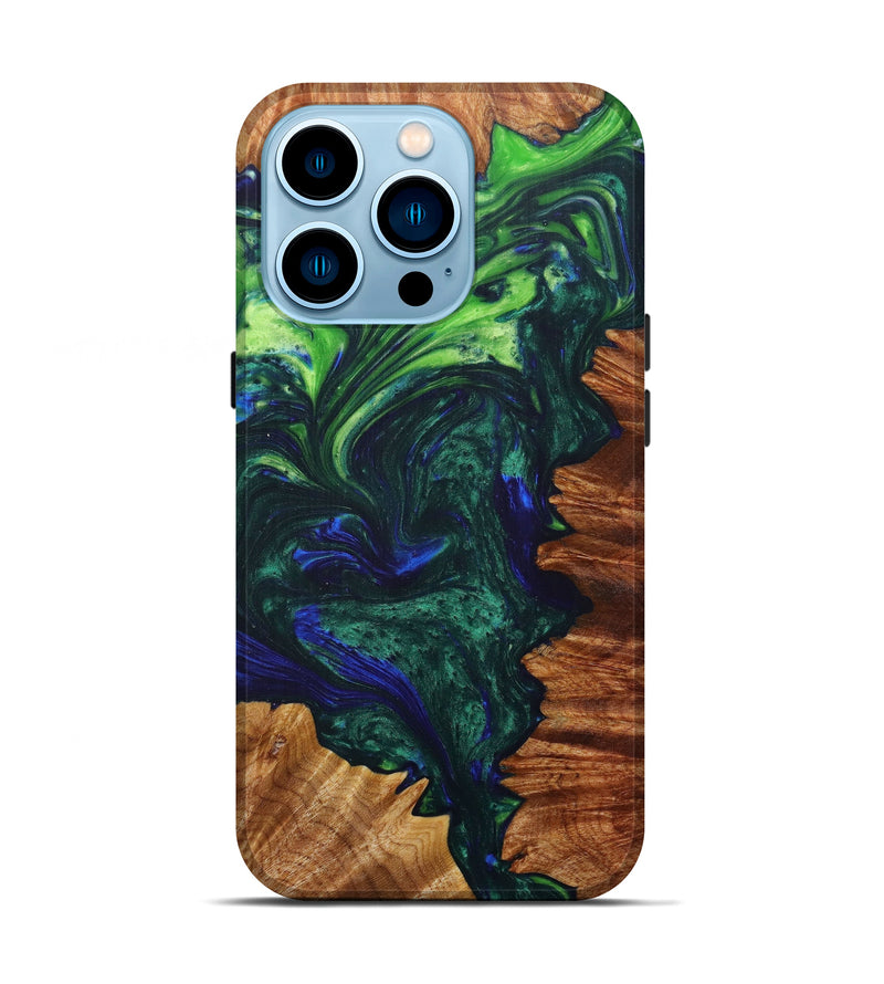 iPhone 14 Pro Wood+Resin Live Edge Phone Case - Tamqrah (Dark Blue, 597266)