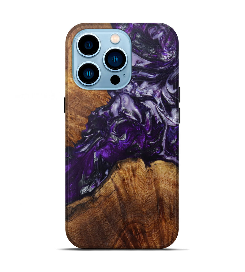 iPhone 14 Pro Wood+Resin Live Edge Phone Case - Heino (Purple, 599147)