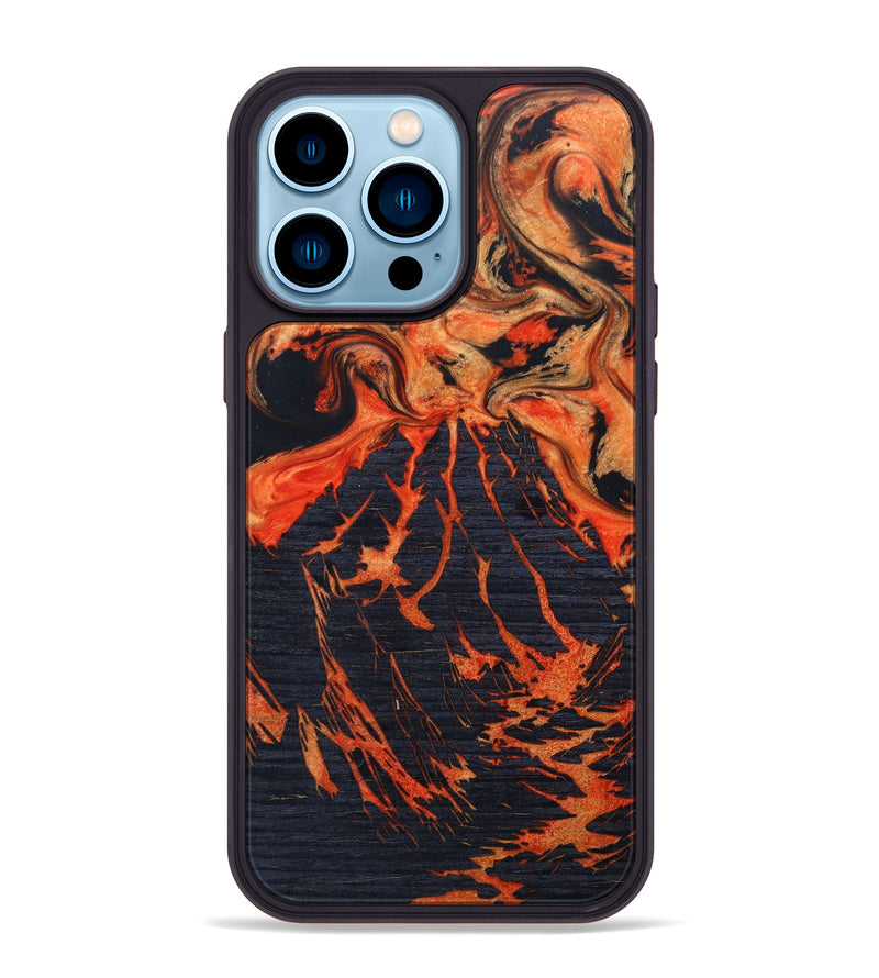 iPhone 14 Pro Max Wood+Resin Phone Case - Aaden (Lava, 626243)