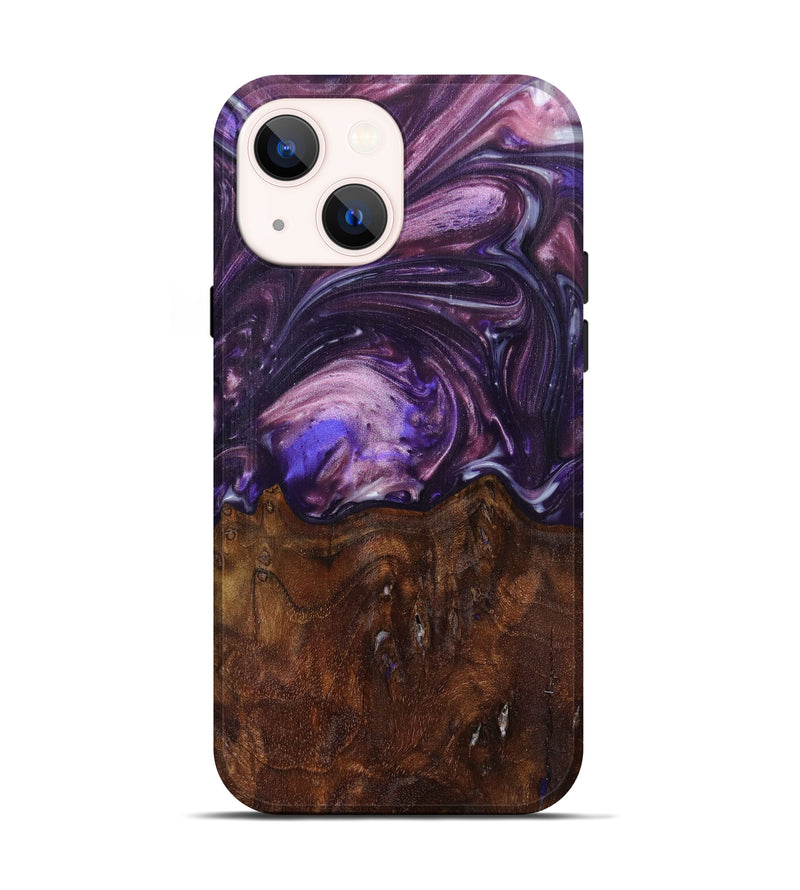 iPhone 13 Wood+Resin Live Edge Phone Case - Nathaly (Purple, 620731)