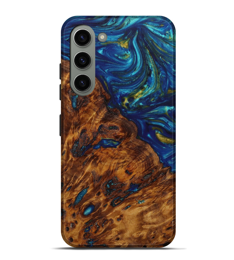 Galaxy S23 Plus Wood+Resin Live Edge Phone Case - Jesse (Teal & Gold, 642467)