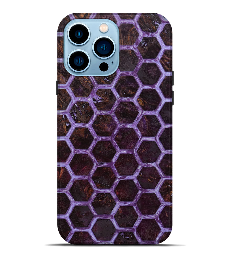 iPhone 14 Pro Max Wood+Resin Live Edge Phone Case - Elena (Purple, 643064)