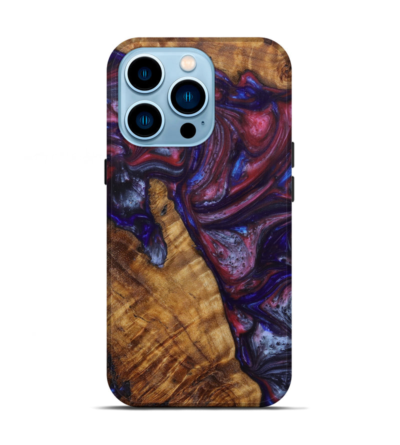 iPhone 14 Pro Wood+Resin Live Edge Phone Case - Abigale (Purple, 615799)