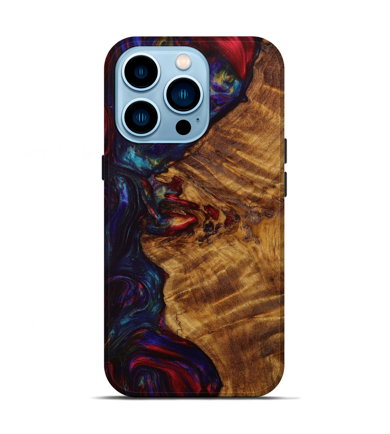 iPhone 14 Pro Wood+Resin Live Edge Phone Case - Caiden (Red, 641797)