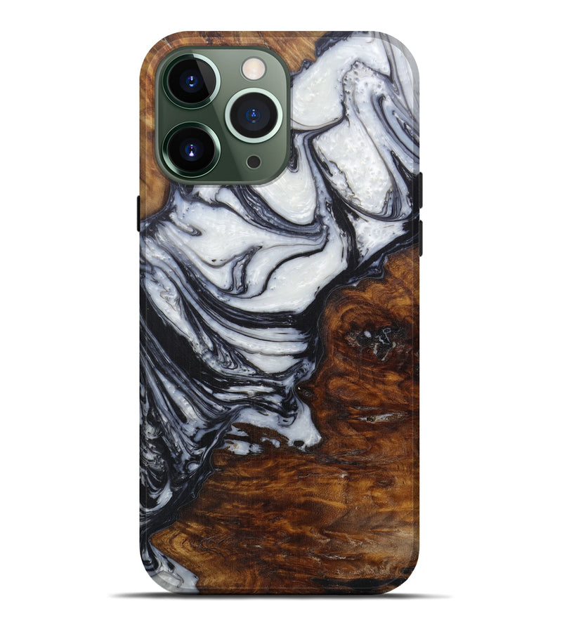 iPhone 13 Pro Max Wood+Resin Live Edge Phone Case - Vijya (Black & White, 591767)