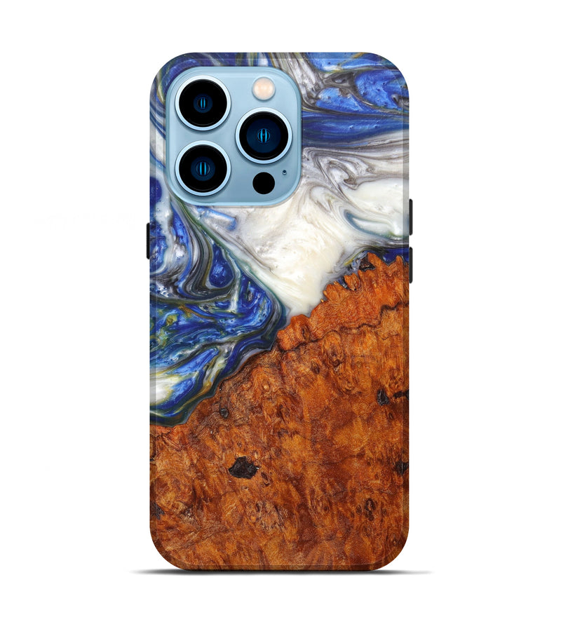 iPhone 14 Pro Wood+Resin Live Edge Phone Case - Briley (Blue, 616705)