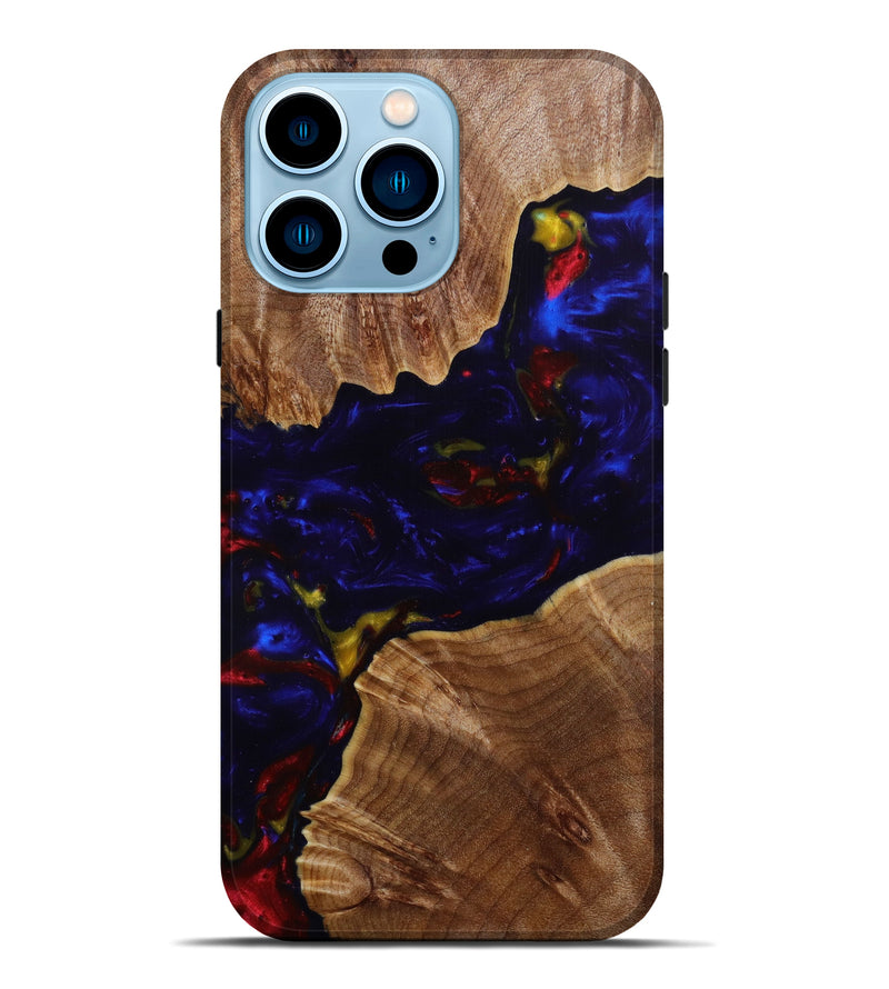 iPhone 14 Pro Max Wood+Resin Live Edge Phone Case - Caroline (Blue, 644001)