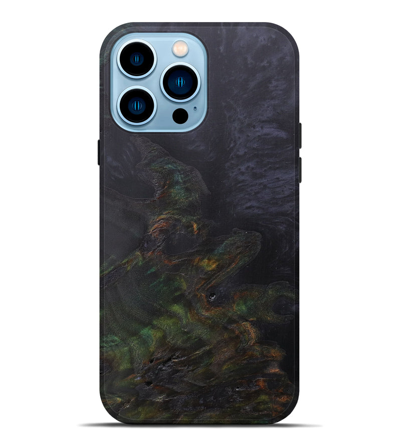 iPhone 14 Pro Max Wood+Resin Live Edge Phone Case - Cindra (Pure Black, 591450)