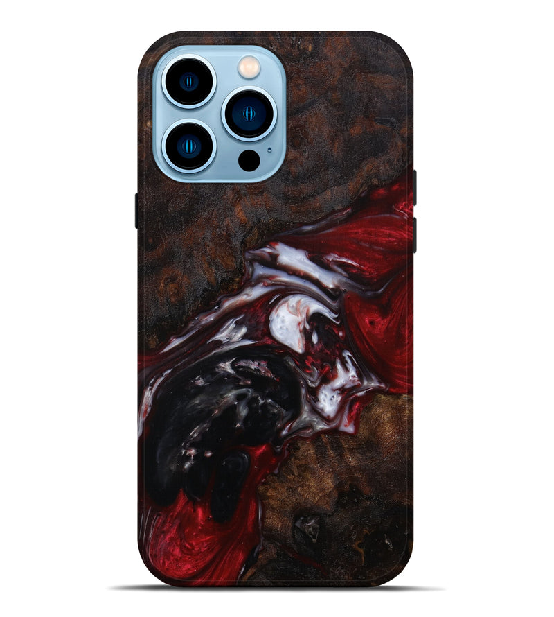 iPhone 14 Pro Max Wood+Resin Live Edge Phone Case - Aldo (Dark Red, 610774)