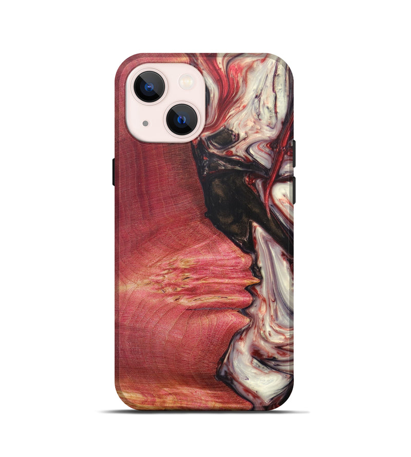 iPhone 13 mini Wood+Resin Live Edge Phone Case - Takako (Dark Red, 605526)
