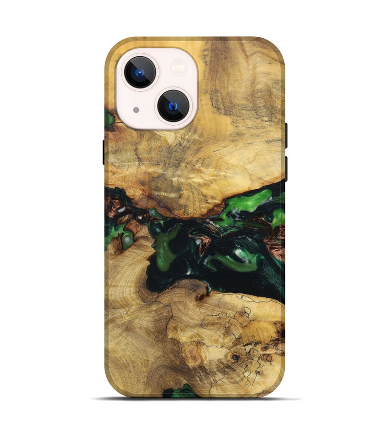 iPhone 14 Wood+Resin Live Edge Phone Case - Jolette (Green, 631396)