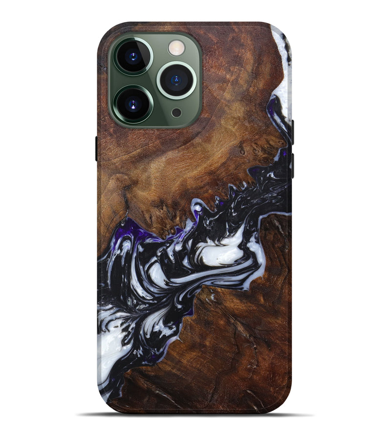 iPhone 13 Pro Max Wood+Resin Live Edge Phone Case - Addalyn (Black & White, 623923)