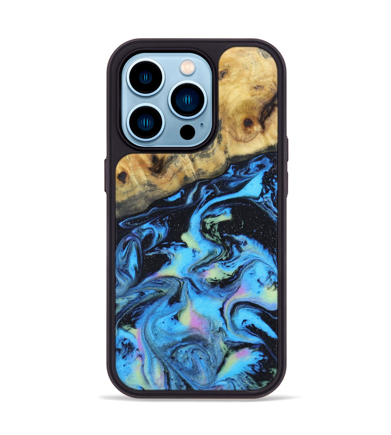 iPhone 14 Pro Wood+Resin Phone Case - Kristal (Aurora, 617618)