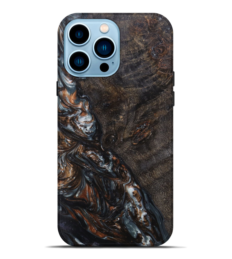 iPhone 14 Pro Max Wood+Resin Live Edge Phone Case - Evelin (Metallic, 625396)