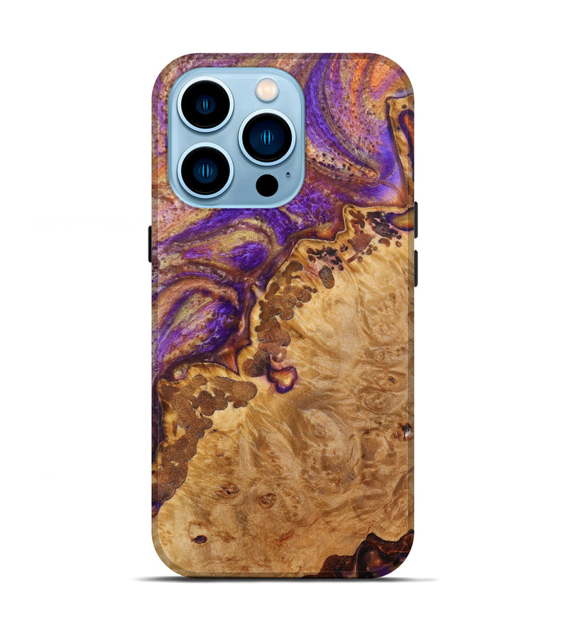 iPhone 14 Pro Wood+Resin Live Edge Phone Case - Liliana (Purple, 634612)