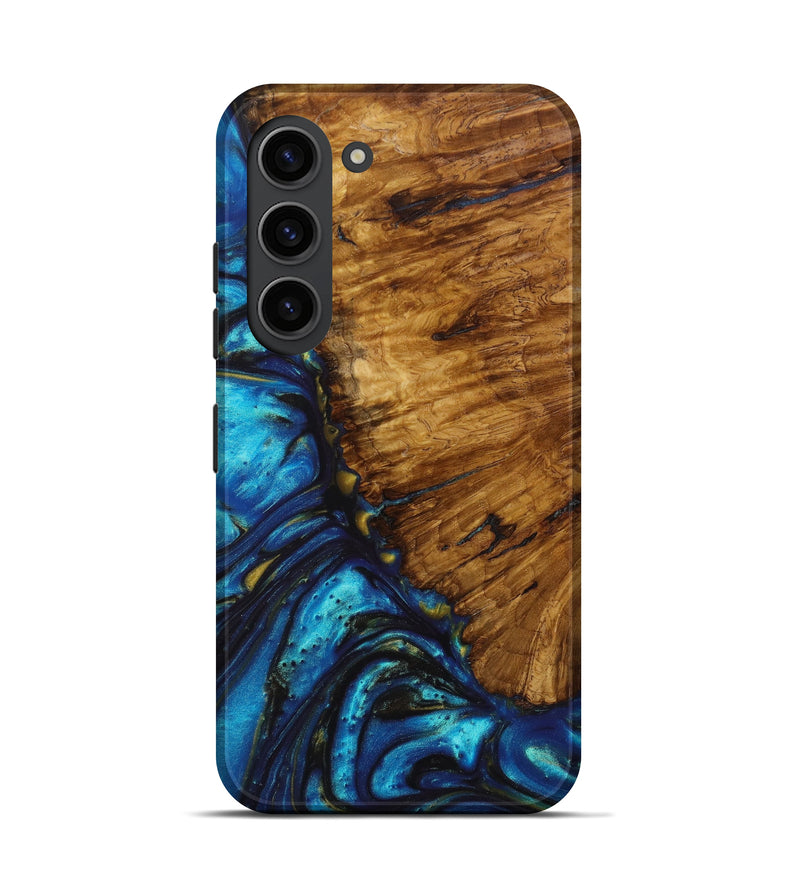Galaxy S23 Wood+Resin Live Edge Phone Case - Glenda (Teal & Gold, 637358)