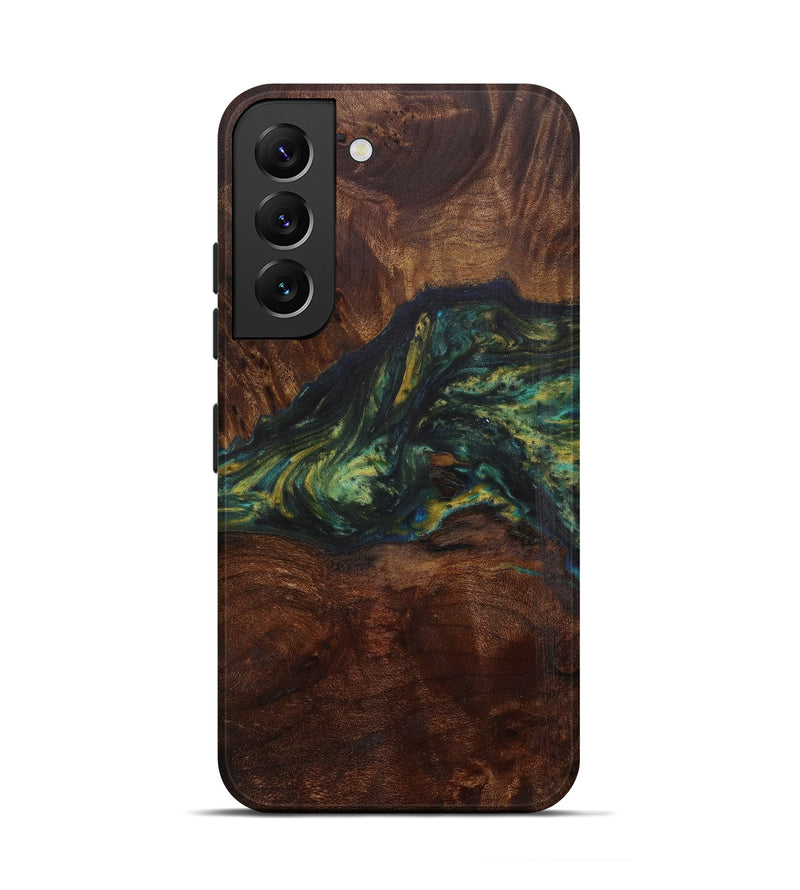 Galaxy S22 Wood+Resin Live Edge Phone Case - Petronille (Teal & Gold, 594790)