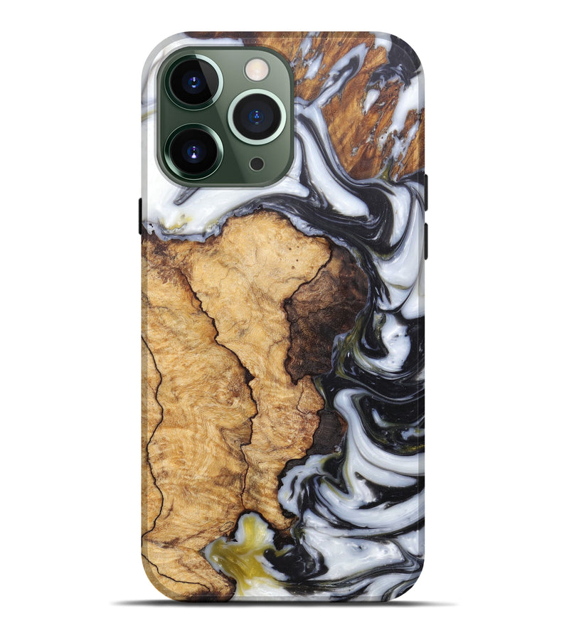 iPhone 13 Pro Max Wood+Resin Live Edge Phone Case - Sela (Black & White, 597045)