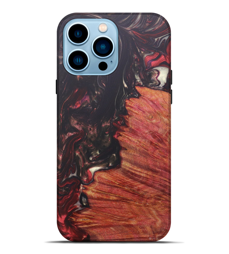 iPhone 14 Pro Max Wood+Resin Live Edge Phone Case - Witold (Dark Red, 600142)