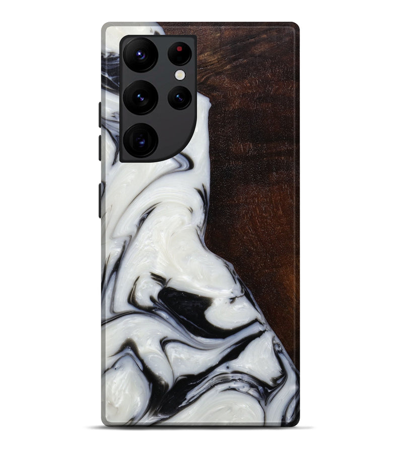 Galaxy S22 Ultra Wood+Resin Live Edge Phone Case - Savina (Black & White, 588733)