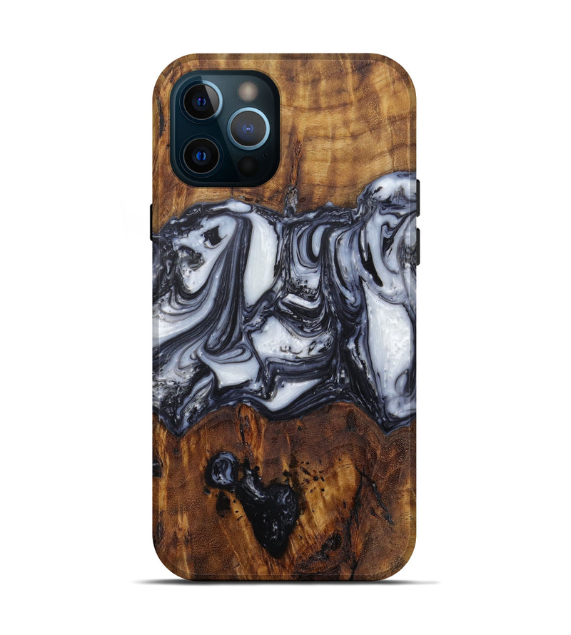 iPhone 12 Pro Wood+Resin Live Edge Phone Case - Roupen (Black & White, 595985)