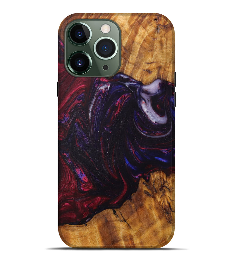 iPhone 13 Pro Max Wood+Resin Live Edge Phone Case - Gupta (Dark Red, 604563)