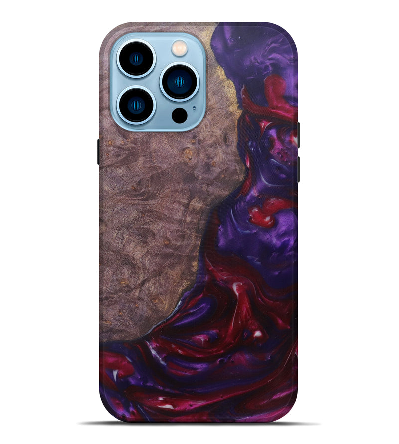 iPhone 14 Pro Max Wood+Resin Live Edge Phone Case - Corry (Purple, 590646)