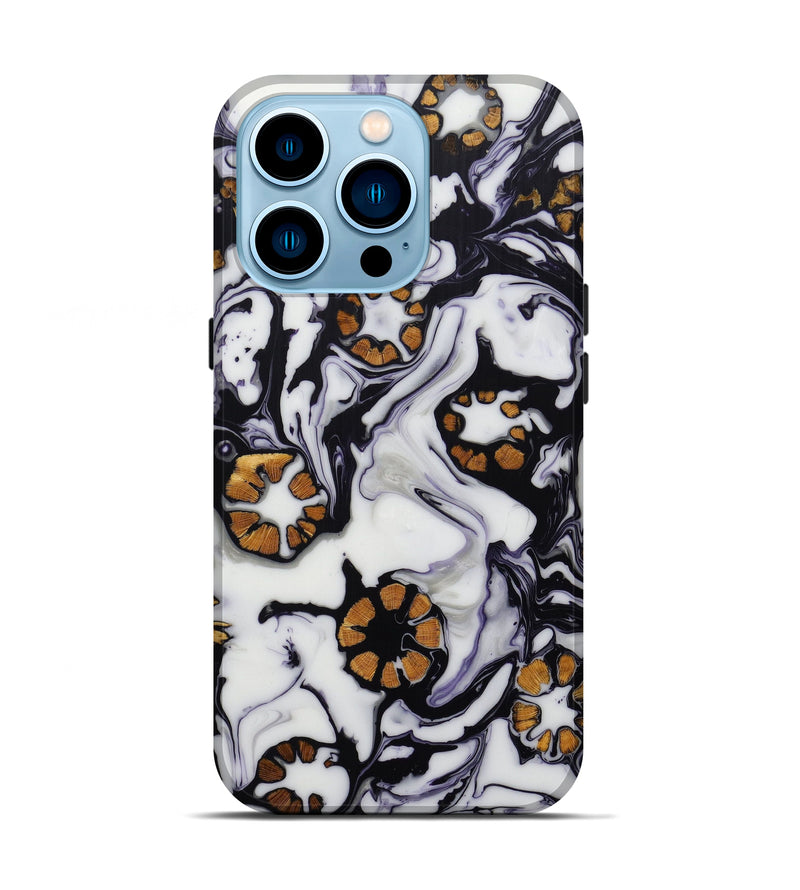 iPhone 14 Pro Wood+Resin Live Edge Phone Case - Wladyslaw (Black & White, 595987)