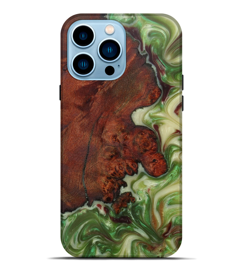 iPhone 14 Pro Max Wood+Resin Live Edge Phone Case - Antoine (Dark Green, 596604)
