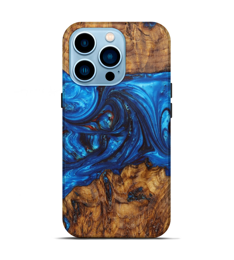 iPhone 14 Pro Wood+Resin Live Edge Phone Case - Soren (Blue, 630232)