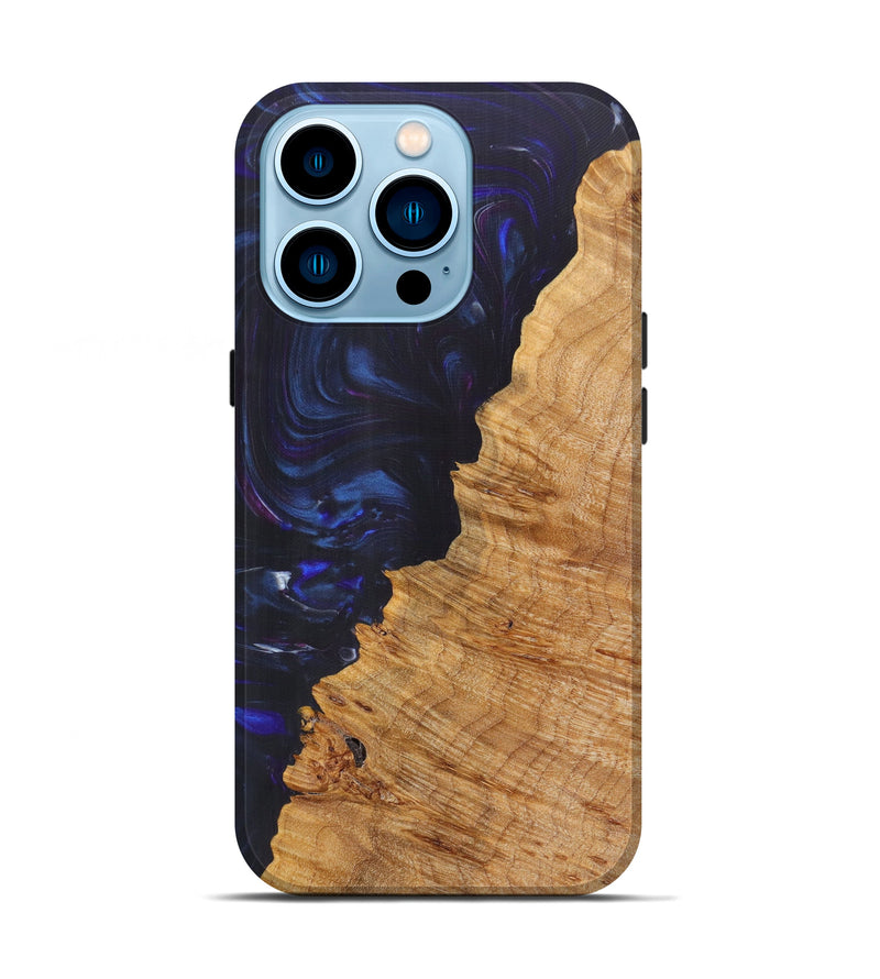iPhone 14 Pro Wood+Resin Live Edge Phone Case - Sydnie (Blue, 616703)