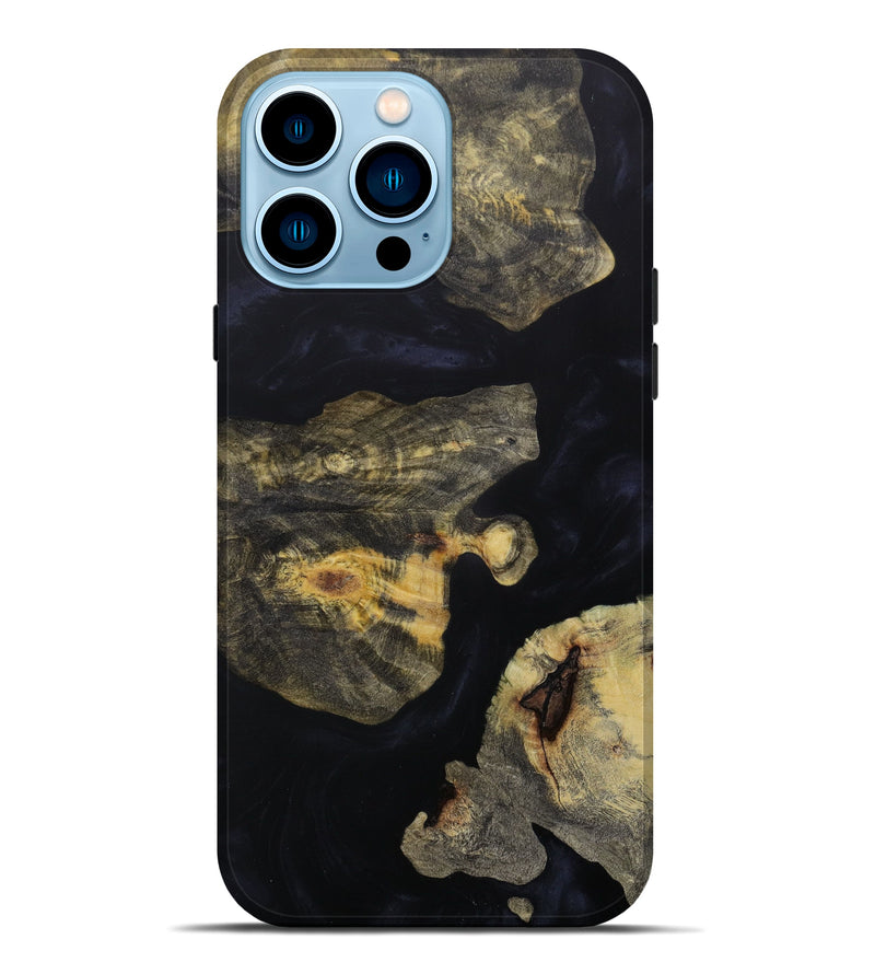 iPhone 14 Pro Max Wood+Resin Live Edge Phone Case - Elizabet (Pure Black, 619528)