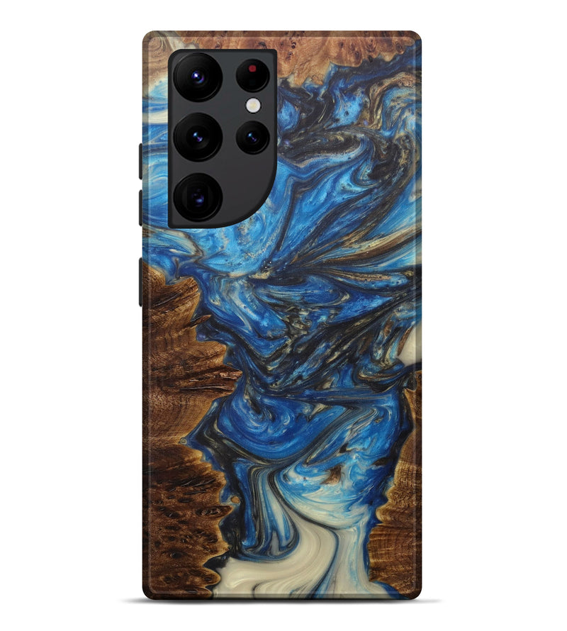 Galaxy S22 Ultra Wood+Resin Live Edge Phone Case - Sharla (Light Blue, 593338)